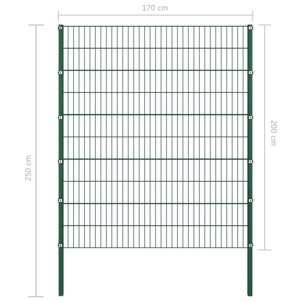 vidaXL Zaunfeld mit Pfosten Eisen 1,7 x 2 m Grün