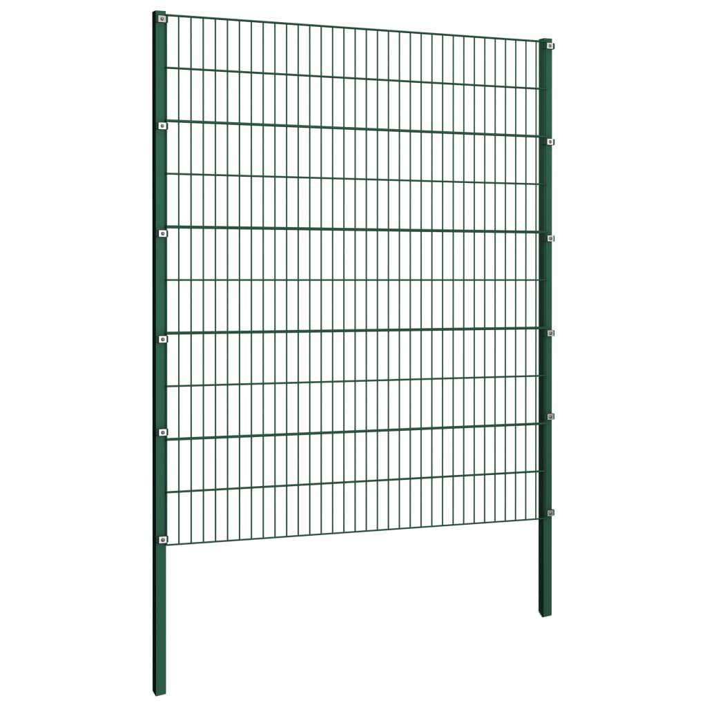 vidaXL Zaunfeld mit Pfosten Eisen 1,7 x 2 m Grün