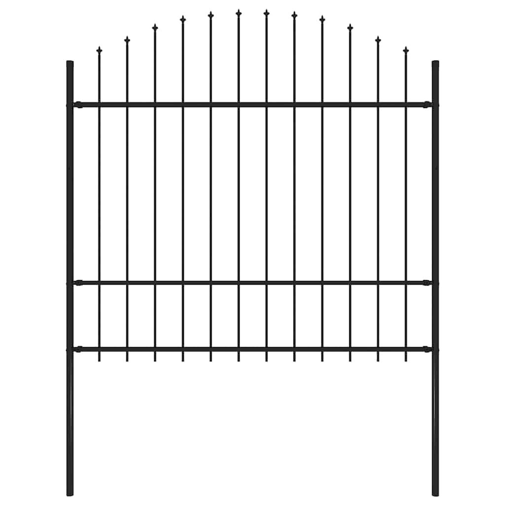 vidaXL Gartenzaun mit Speerspitzen Stahl (1,5 - 1,75) x 1,7 m Schwarz