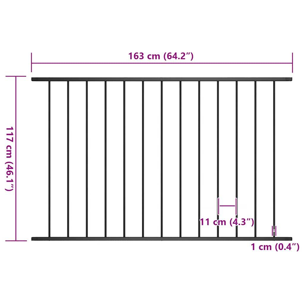 vidaXL Zaunfeld Pulverbeschichteter Stahl 1,63 x 1,17 m Schwarz