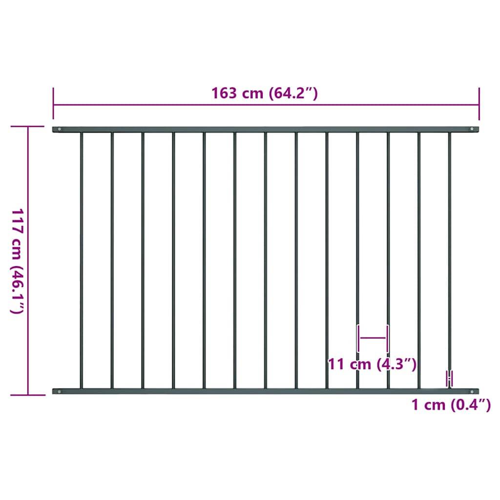 vidaXL Zaunfeld Pulverbeschichteter Stahl 1,63 x 1,17 m Anthrazit
