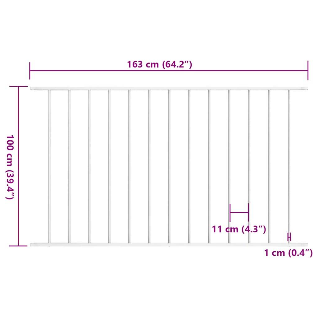 vidaXL Zaunfeld Pulverbeschichteter Stahl 1,63x1m Weiß
