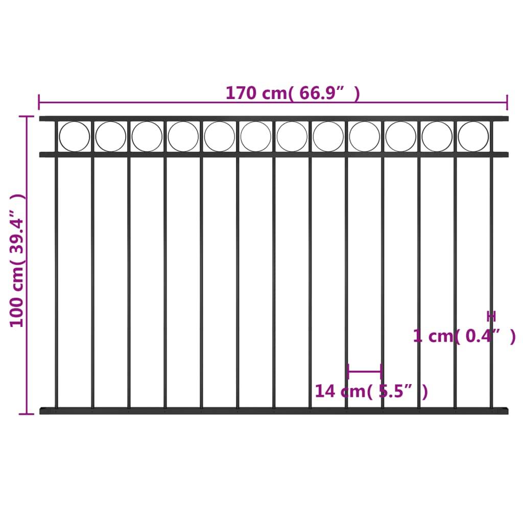 vidaXL Zaunfeld Stahl 1,7x1 m Schwarz