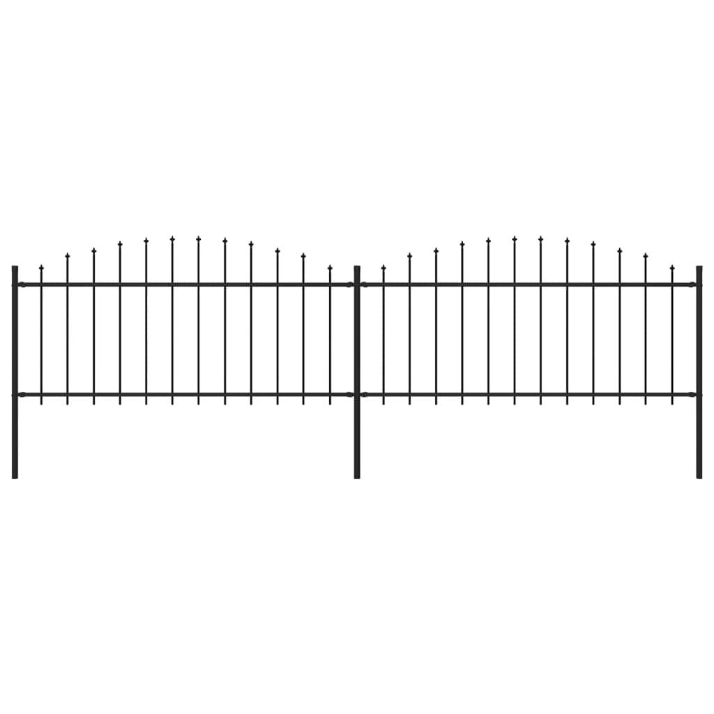 vidaXL Gartenzaun mit Speerspitzen Stahl (0,5 - 0,75) x 3,4 m Schwarz