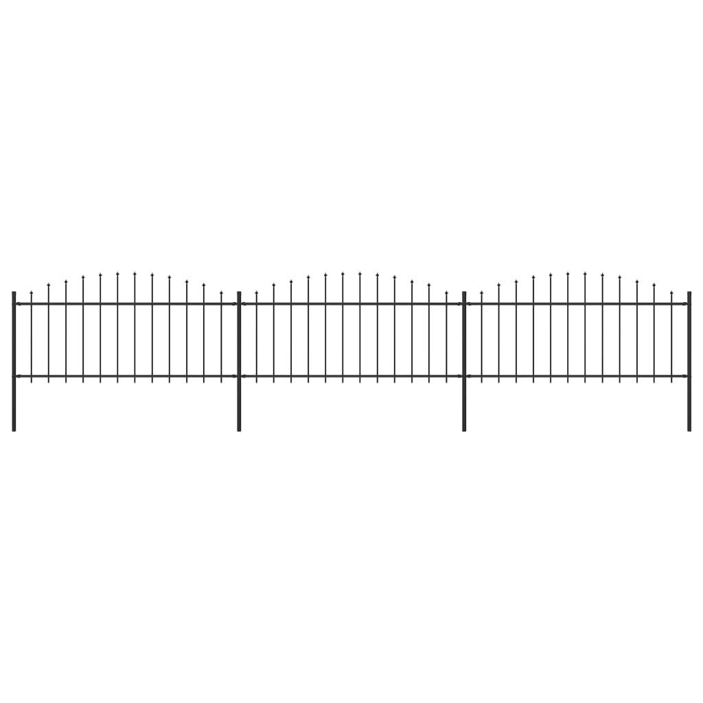 vidaXL Gartenzaun mit Speerspitzen Stahl (0,5 - 0,75) x 5,1 m Schwarz