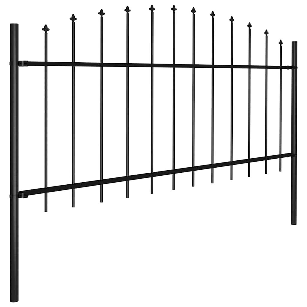 vidaXL Gartenzaun mit Speerspitzen Stahl (0,5 - 0,75) x 5,1 m Schwarz
