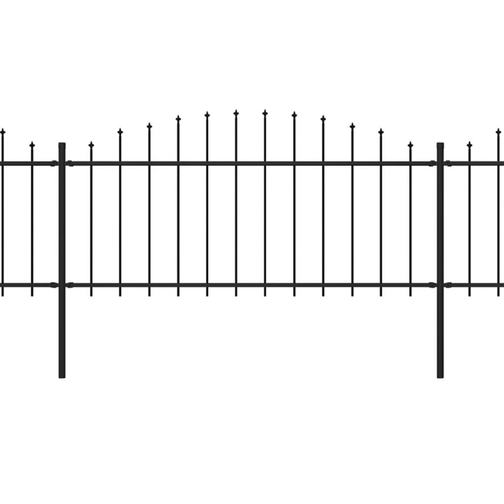 vidaXL Gartenzaun mit Speerspitzen Stahl (0,5 - 0,75) x 5,1 m Schwarz