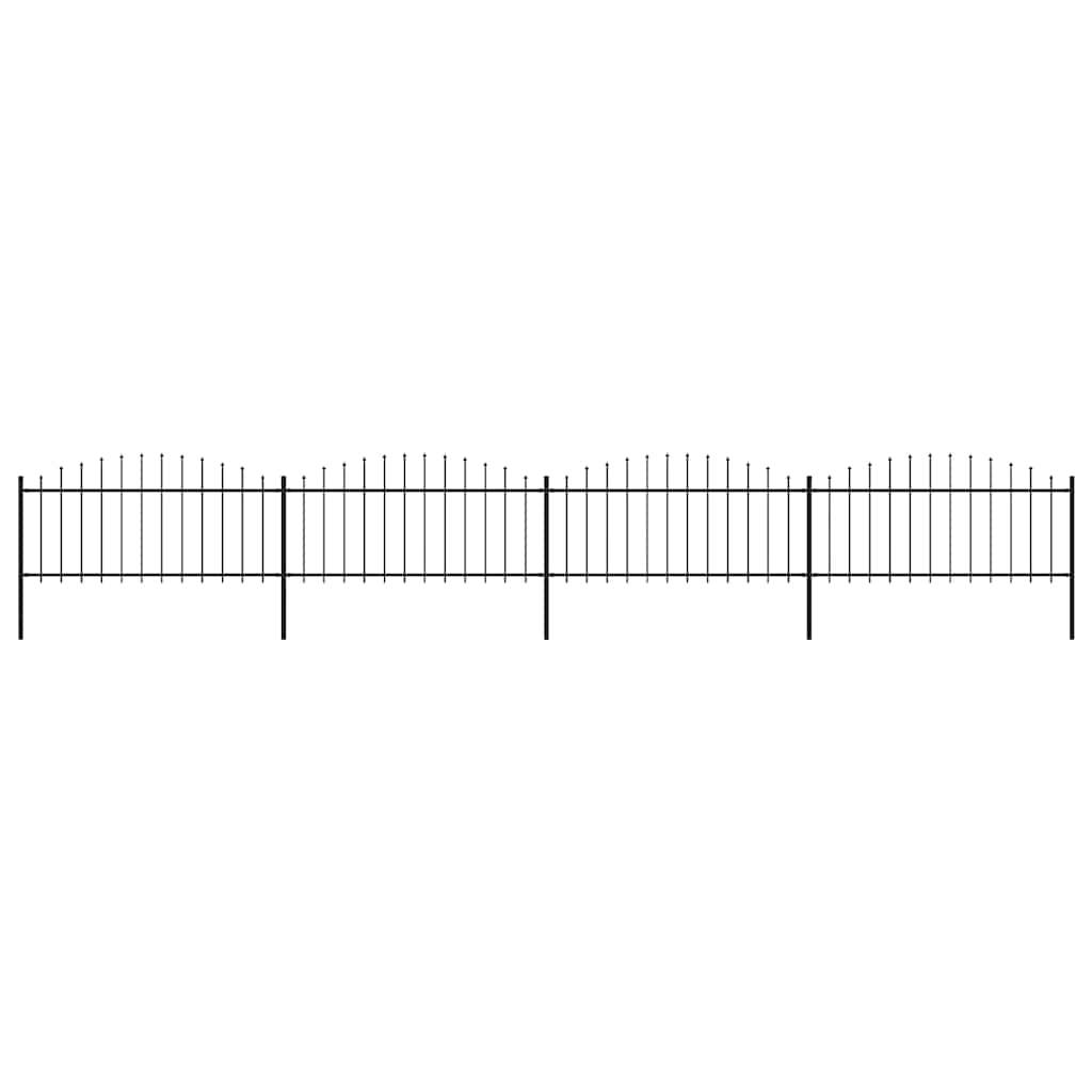 vidaXL Gartenzaun mit Speerspitzen Stahl (0,5 - 0,75) x 6,8 m Schwarz