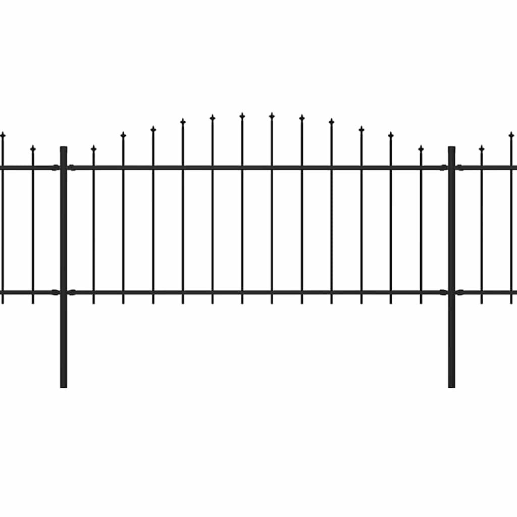 vidaXL Gartenzaun mit Speerspitzen Stahl (0,5 - 0,75) x 11,9 m Schwarz