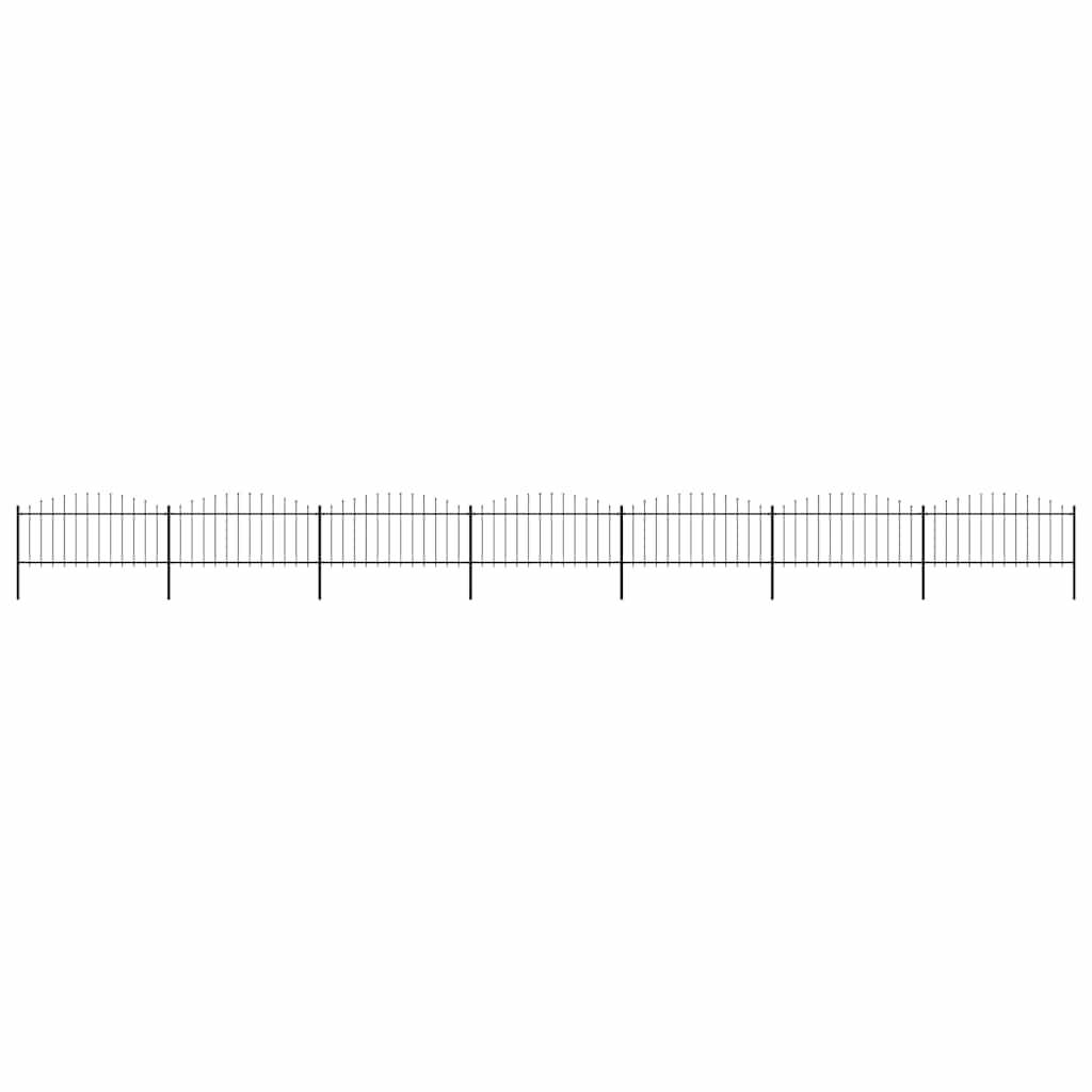 vidaXL Gartenzaun mit Speerspitzen Stahl (0,5 - 0,75) x 11,9 m Schwarz