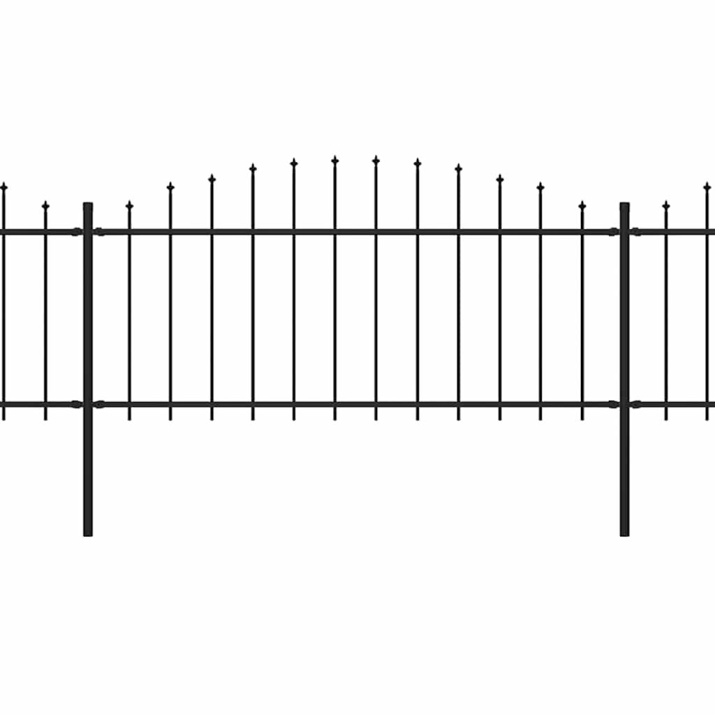 vidaXL Gartenzaun mit Speerspitzen Stahl (0,5 - 0,75) x 13,6 m Schwarz