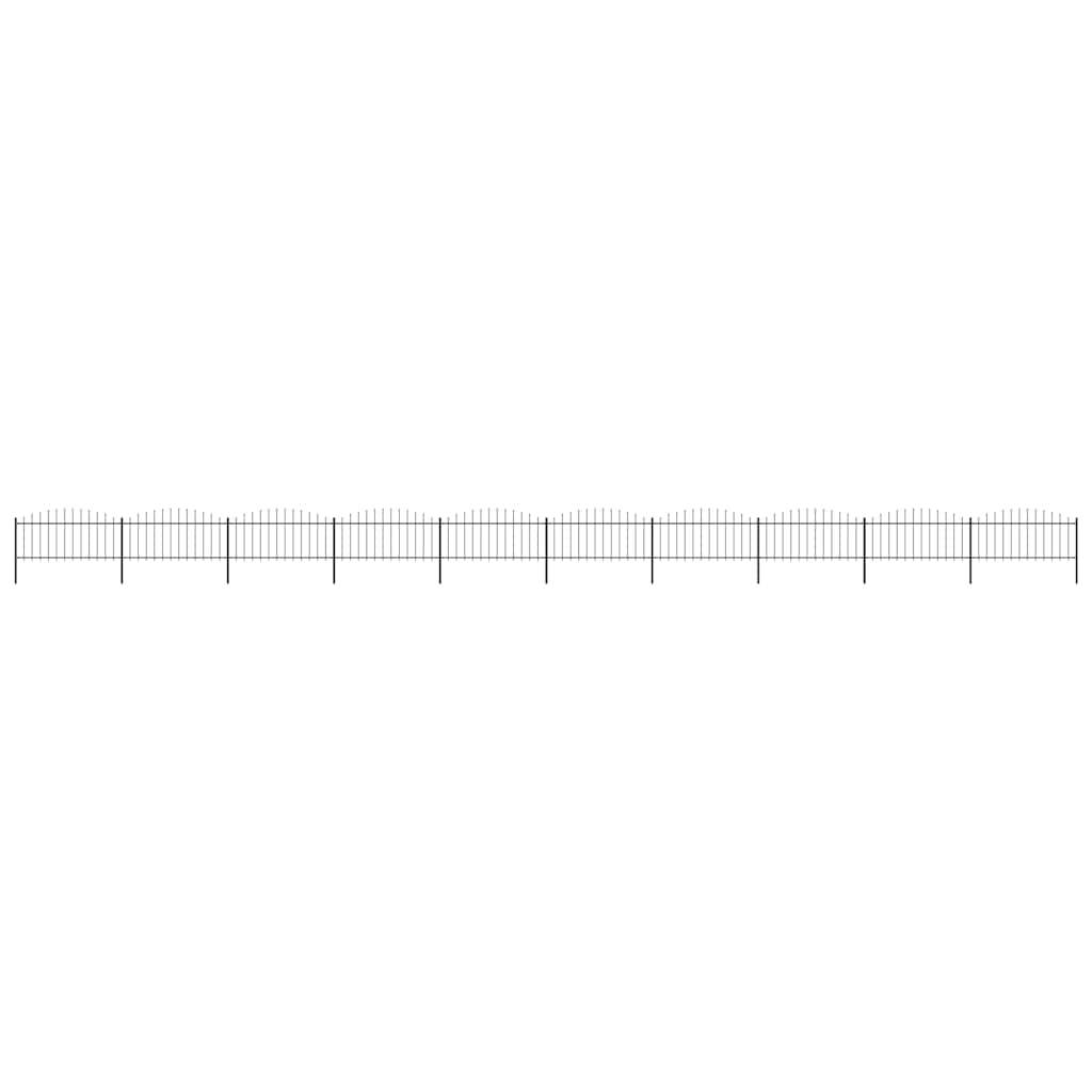vidaXL Gartenzaun mit Speerspitzen Stahl (0,5 - 0,75) x 17 m Schwarz