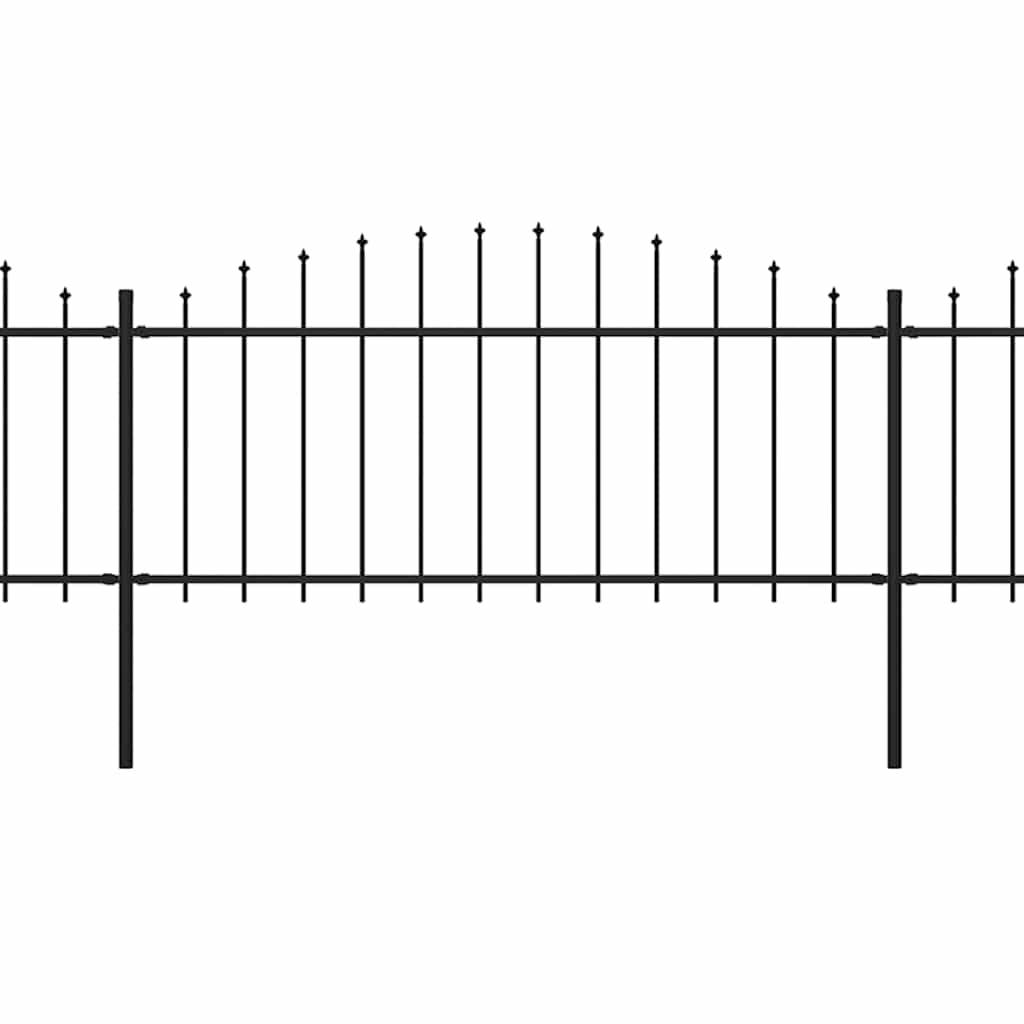 vidaXL Gartenzaun mit Speerspitzen Stahl (0,5 - 0,75) x 17 m Schwarz