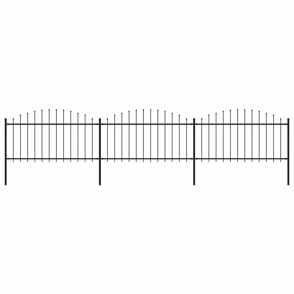 vidaXL Gartenzaun mit Speerspitzen Stahl (1,25 - 1,5) x 5,1 m Schwarz