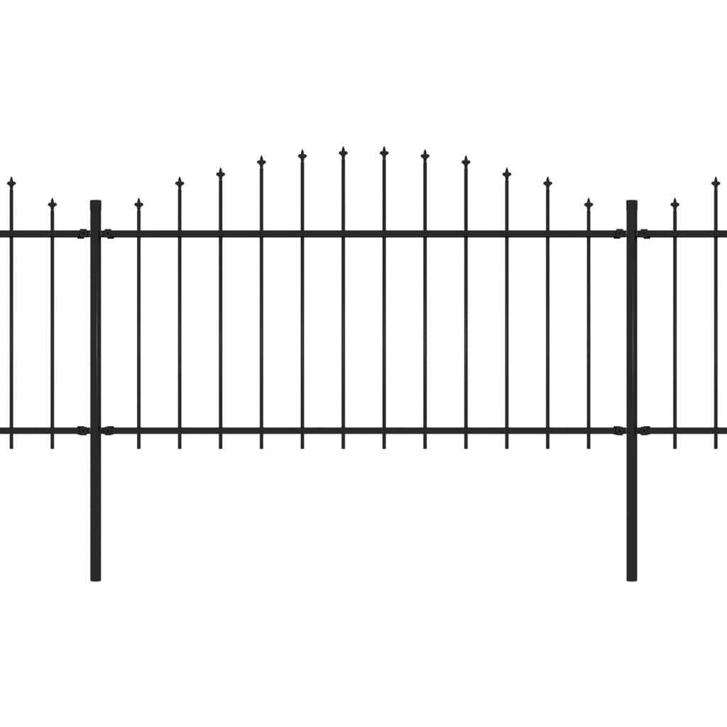 vidaXL Gartenzaun mit Speerspitzen Stahl (1,25 - 1,5) x 5,1 m Schwarz