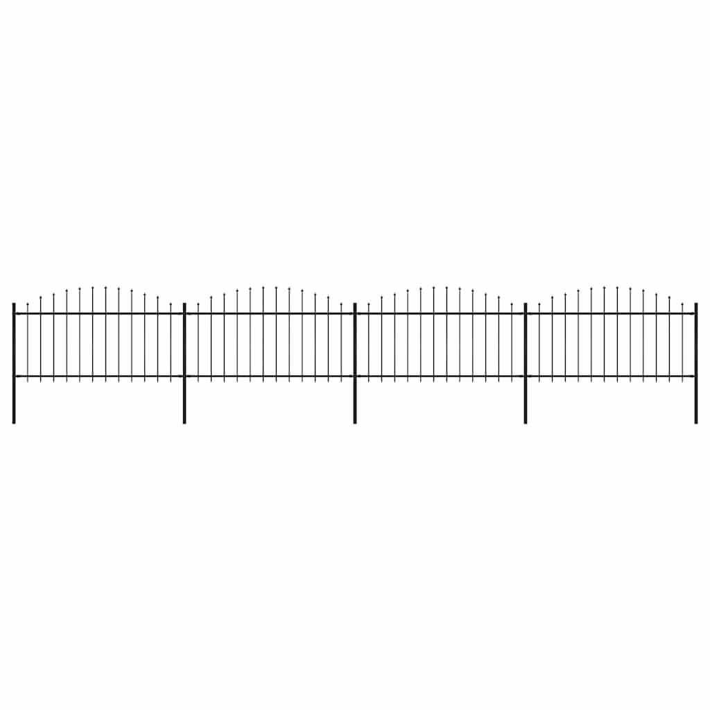 vidaXL Gartenzaun mit Speerspitzen Stahl (1,25 - 1,5) x 6,8 m Schwarz