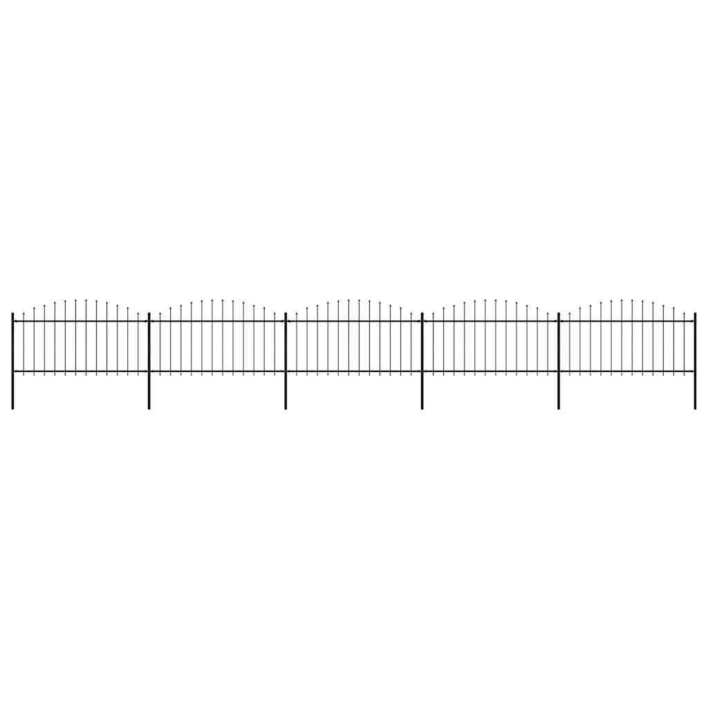 vidaXL Gartenzaun mit Speerspitzen Stahl (1,25 - 1,5) x 8,5 m Schwarz