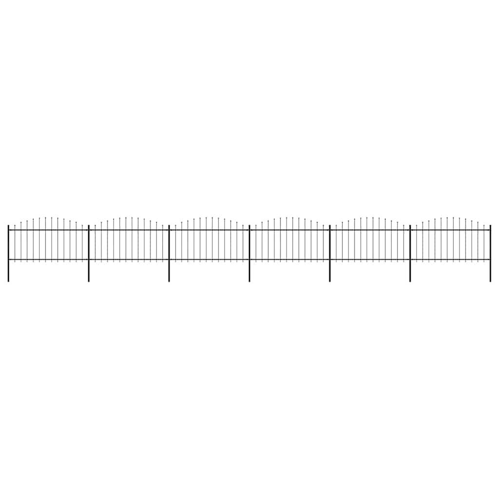 vidaXL Gartenzaun mit Speerspitzen Stahl (1,25 - 1,5) x 10,2 m Schwarz