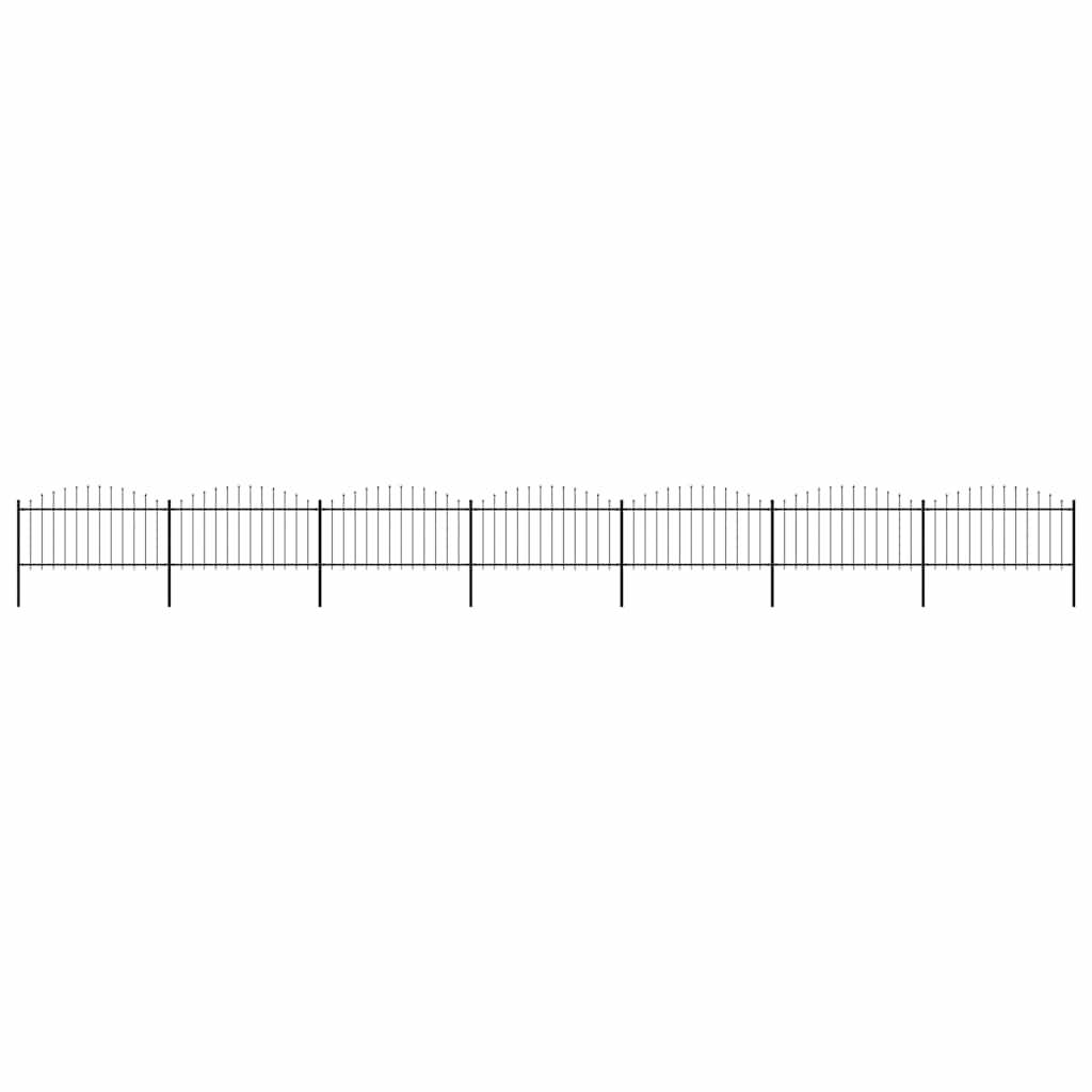 vidaXL Gartenzaun mit Speerspitzen Stahl (1,25 - 1,5) x 11,9 m Schwarz