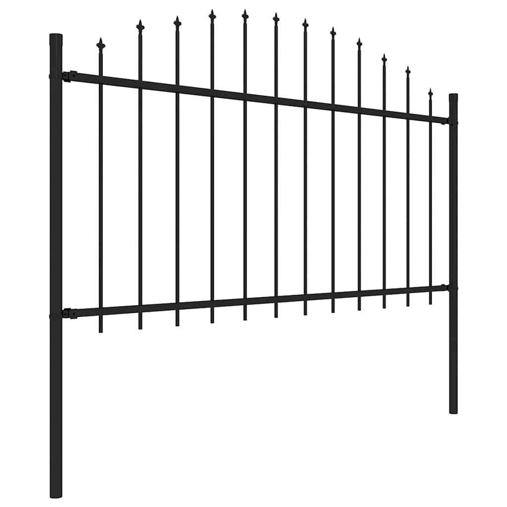 vidaXL Gartenzaun mit Speerspitzen Stahl (1,25 - 1,5) x 11,9 m Schwarz