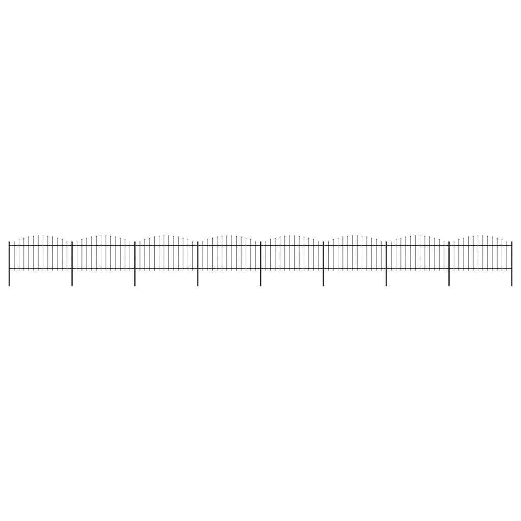 vidaXL Gartenzaun mit Speerspitzen Stahl (1,25 - 1,5) x 13,6 m Schwarz