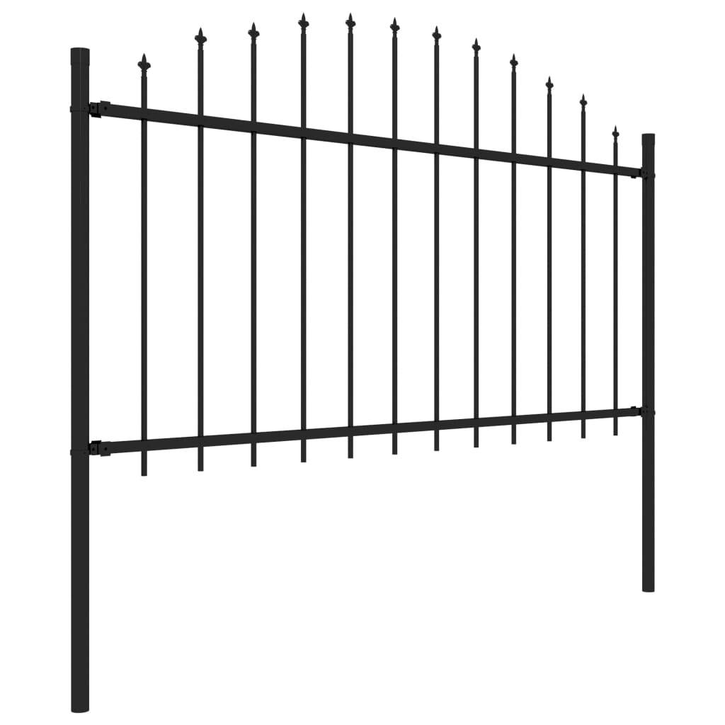 vidaXL Gartenzaun mit Speerspitzen Stahl (1,25 - 1,5) x 10,2 m Schwarz