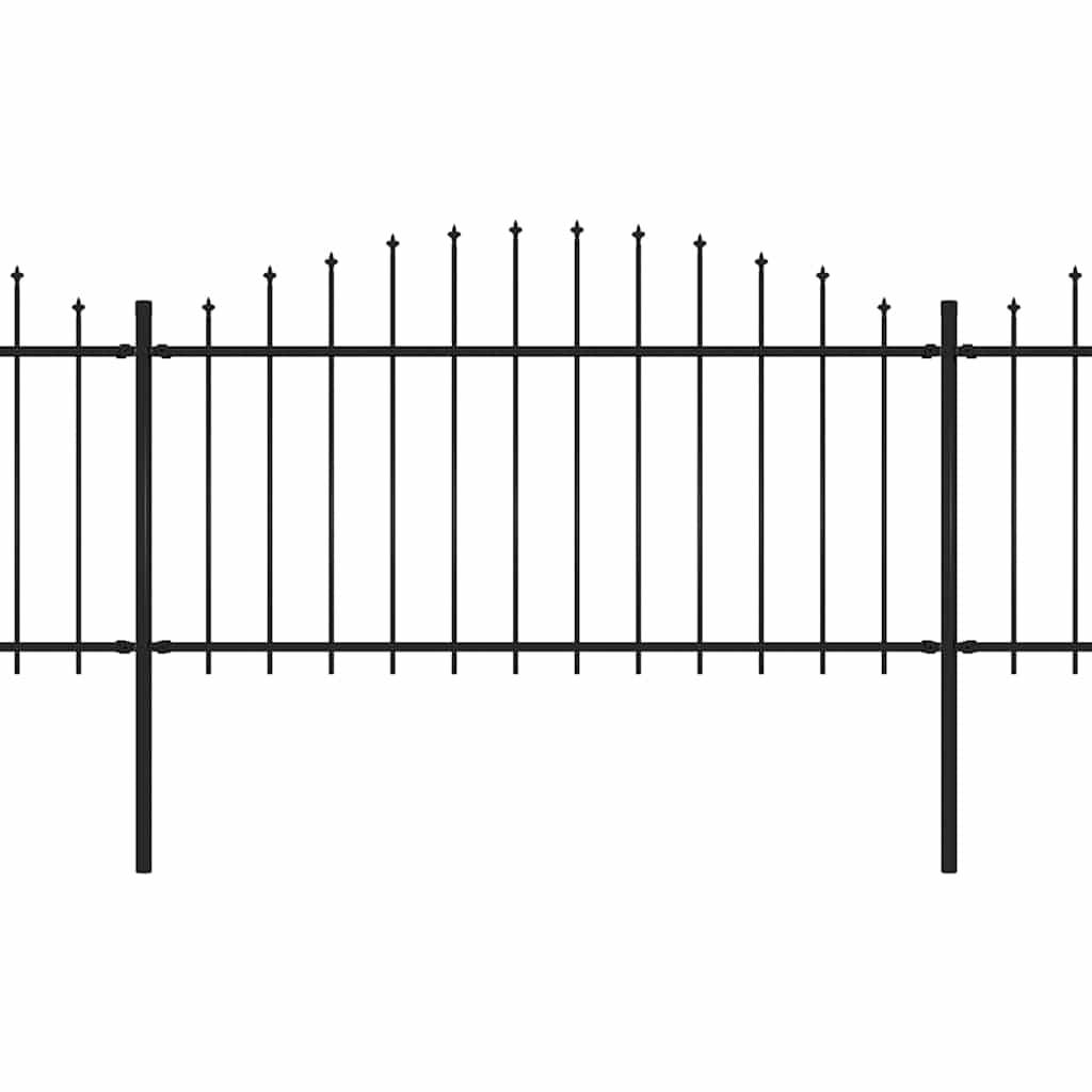 vidaXL Gartenzaun mit Speerspitzen Stahl (1,25 - 1,5) x 17 m Schwarz