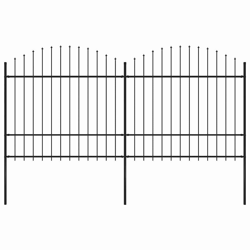 vidaXL Gartenzaun mit Speerspitzen Stahl (1,5 - 1,75) x 3,4 m Schwarz