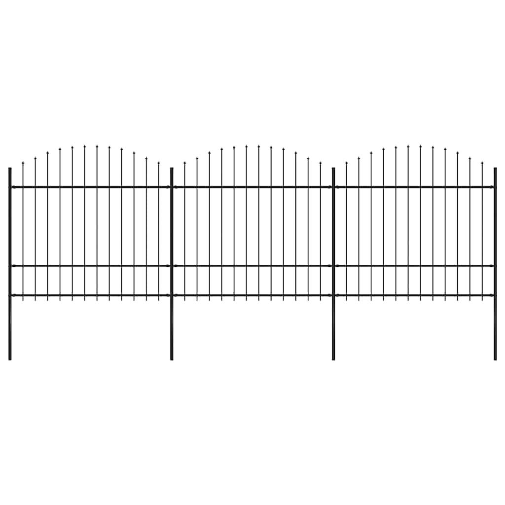 vidaXL Gartenzaun mit Speerspitzen Stahl (1,5 - 1,75) x 5,1 m Schwarz