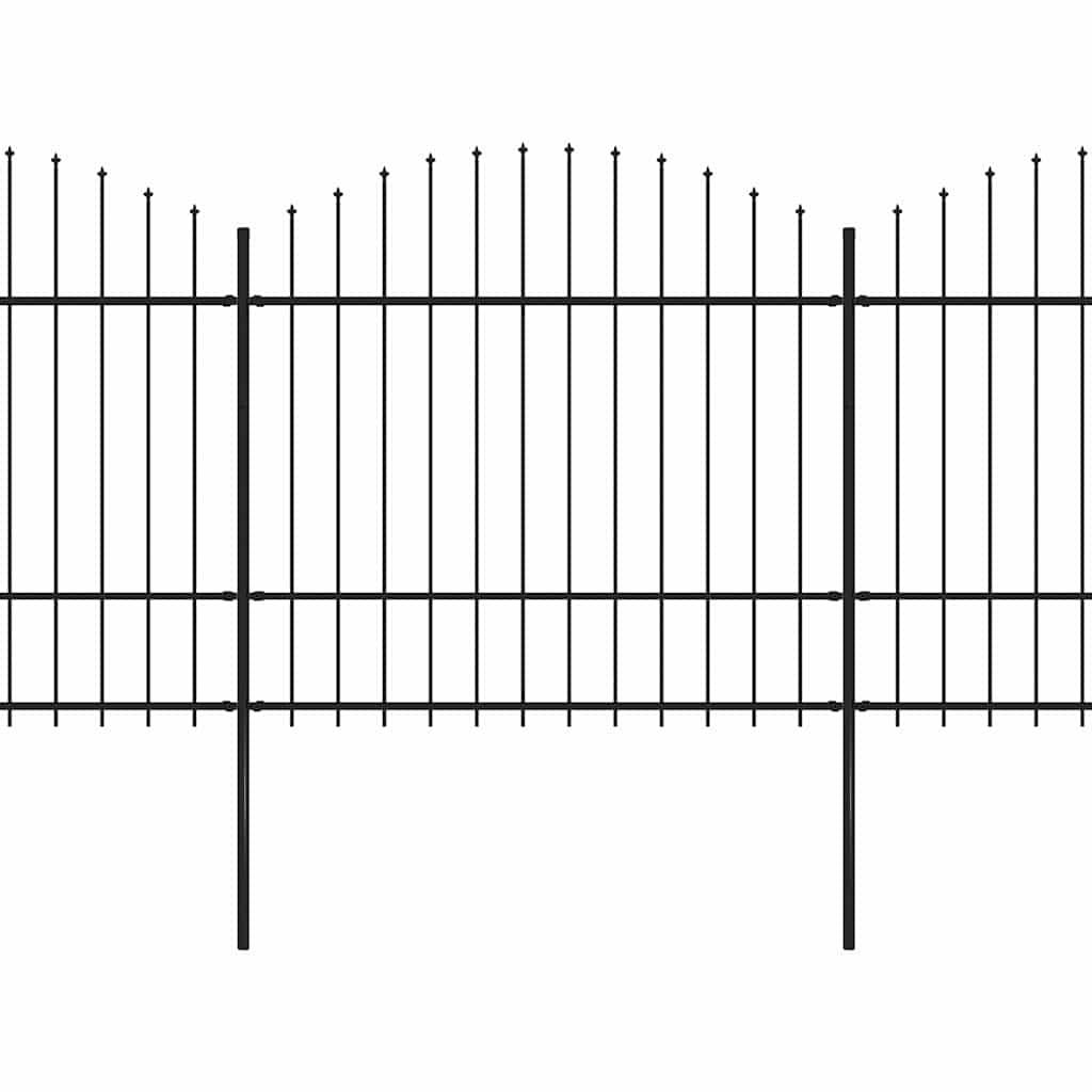 vidaXL Gartenzaun mit Speerspitzen Stahl (1,5 - 1,75) x 10,2 m Schwarz