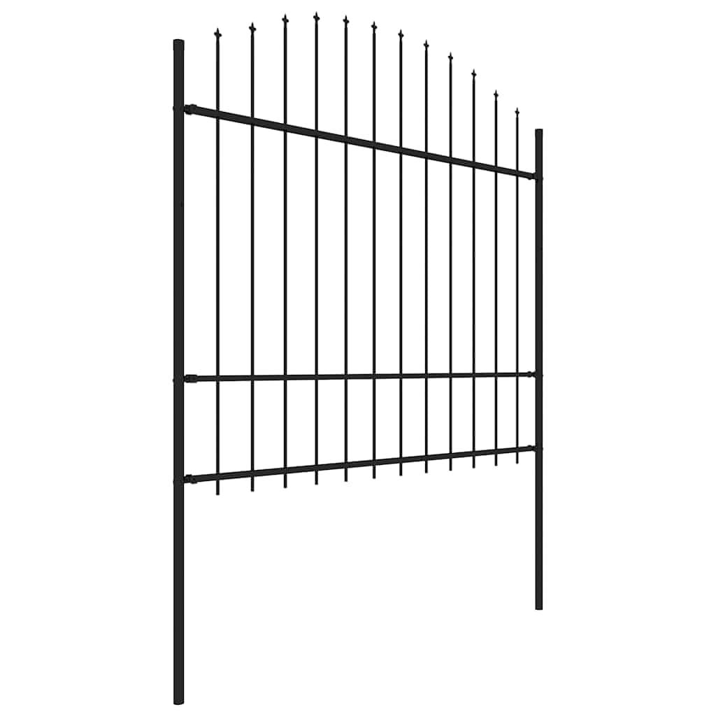 vidaXL Gartenzaun mit Speerspitzen Stahl (1,5 - 1,75) x 3,4 m Schwarz