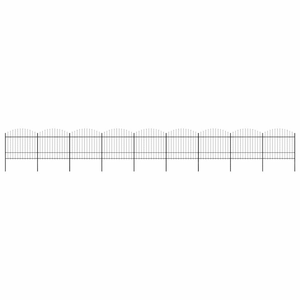 vidaXL Gartenzaun mit Speerspitzen Stahl (1,5 - 1,75) x 15,3 m Schwarz