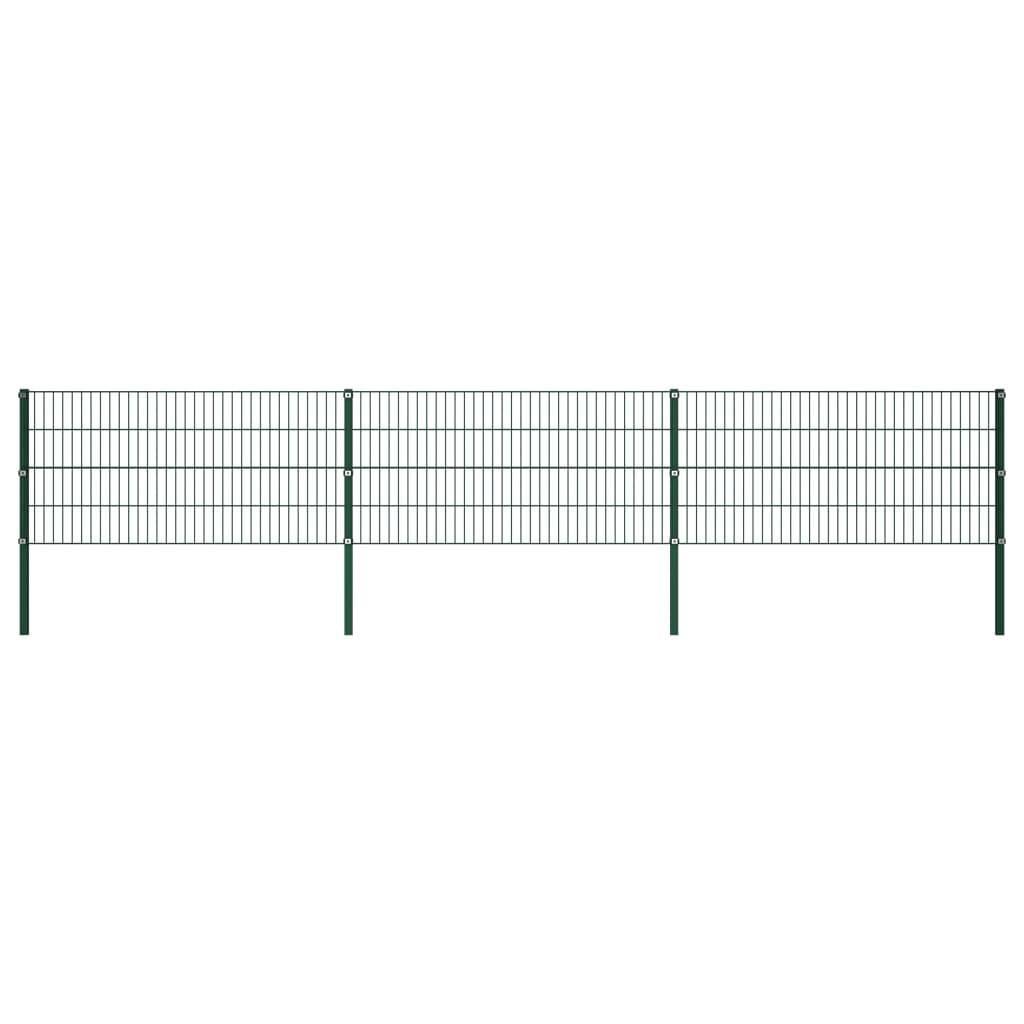 vidaXL Zaunfeld mit Pfosten Eisen 5,1 x 0,8 m Grün