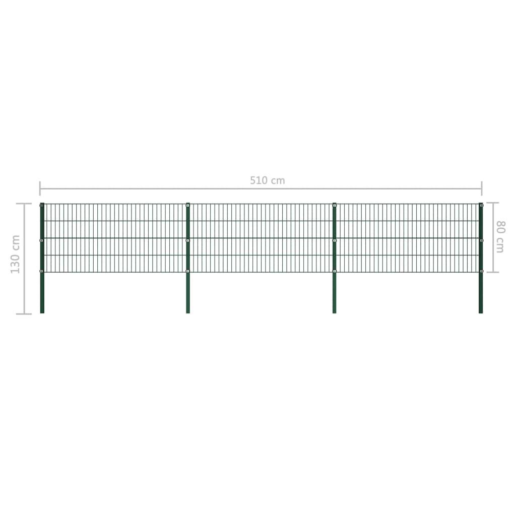 vidaXL Zaunfeld mit Pfosten Eisen 5,1 x 0,8 m Grün