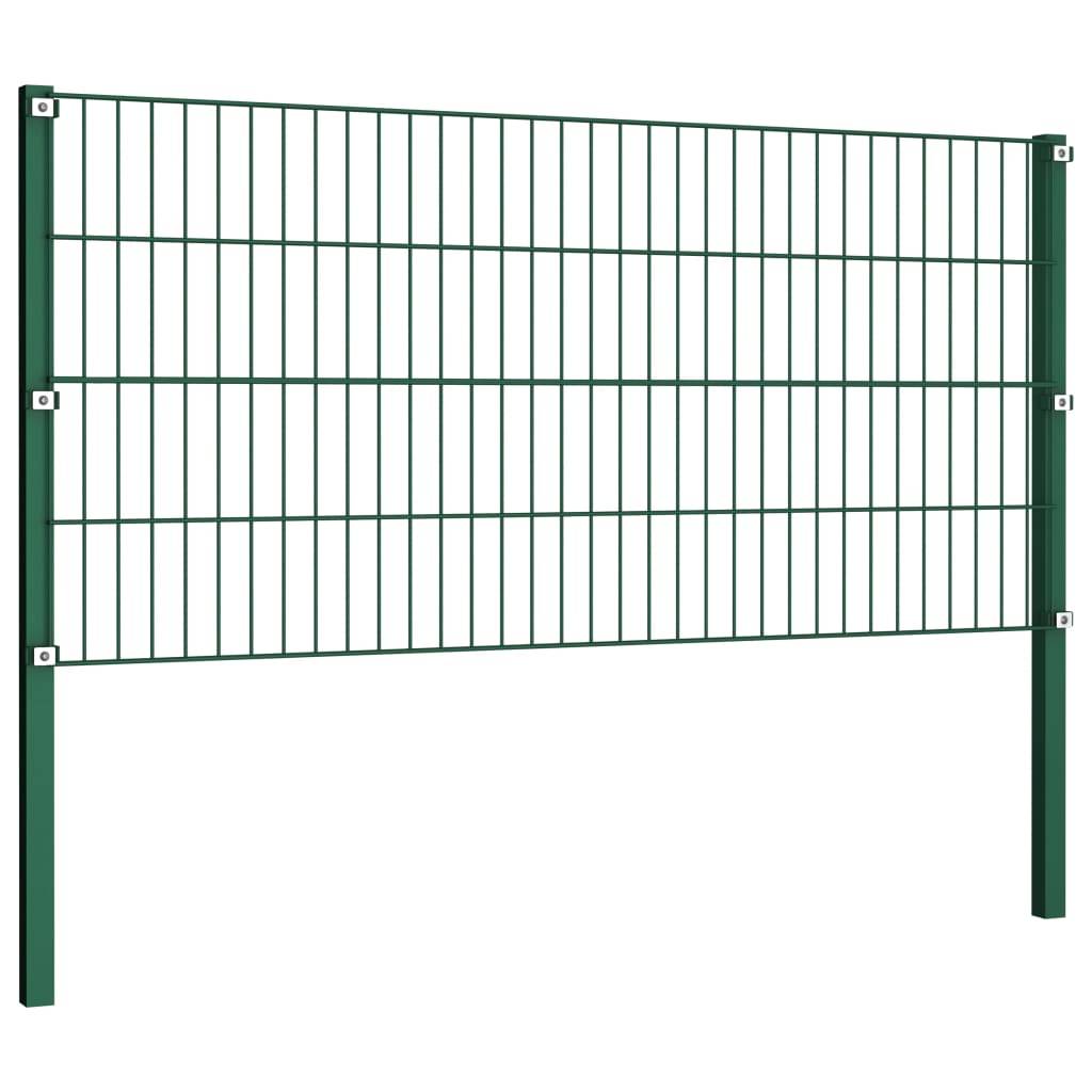 vidaXL Zaunfeld mit Pfosten Eisen 5,1 x 0,8 m Grün