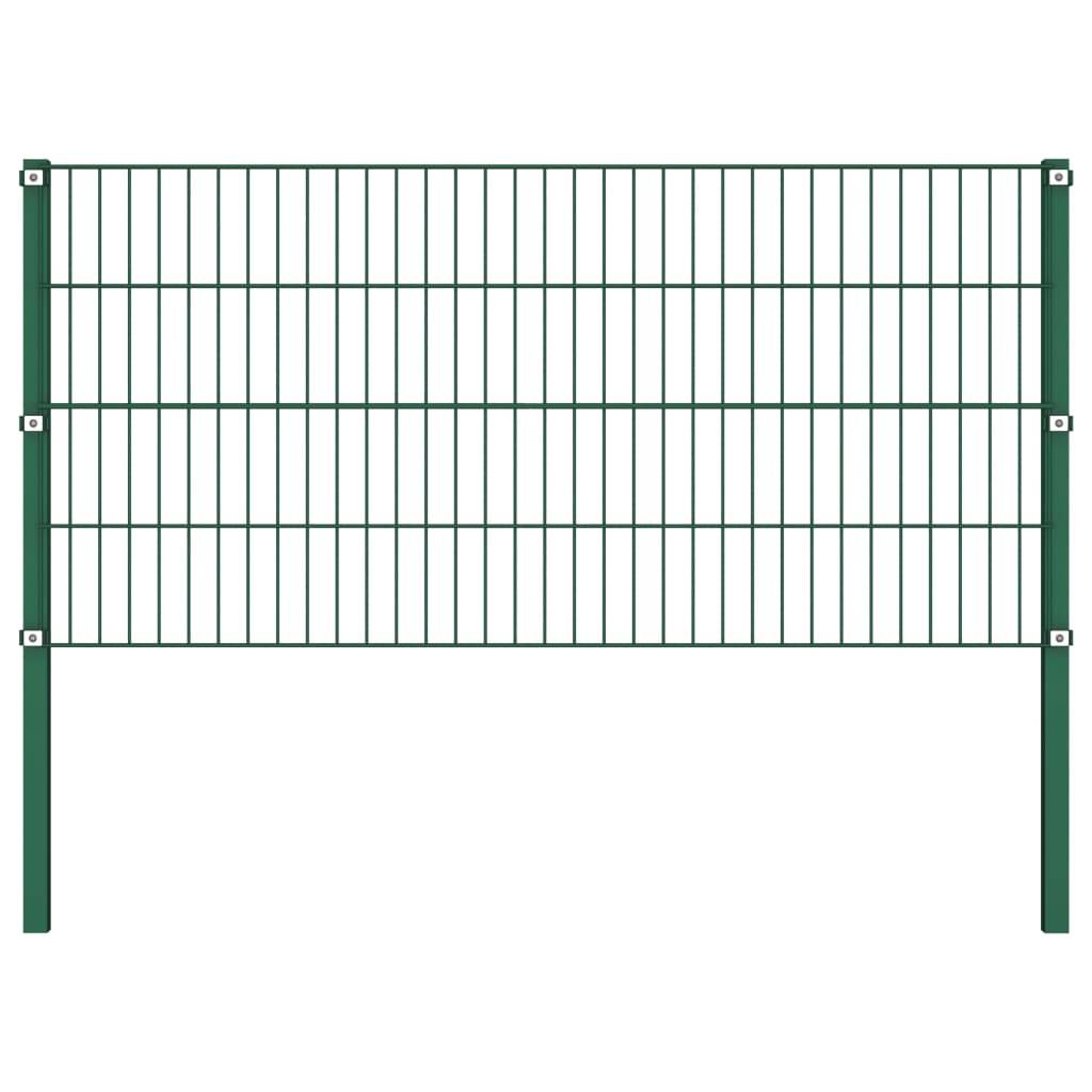 vidaXL Zaunfeld mit Pfosten Eisen 5,1 x 0,8 m Grün