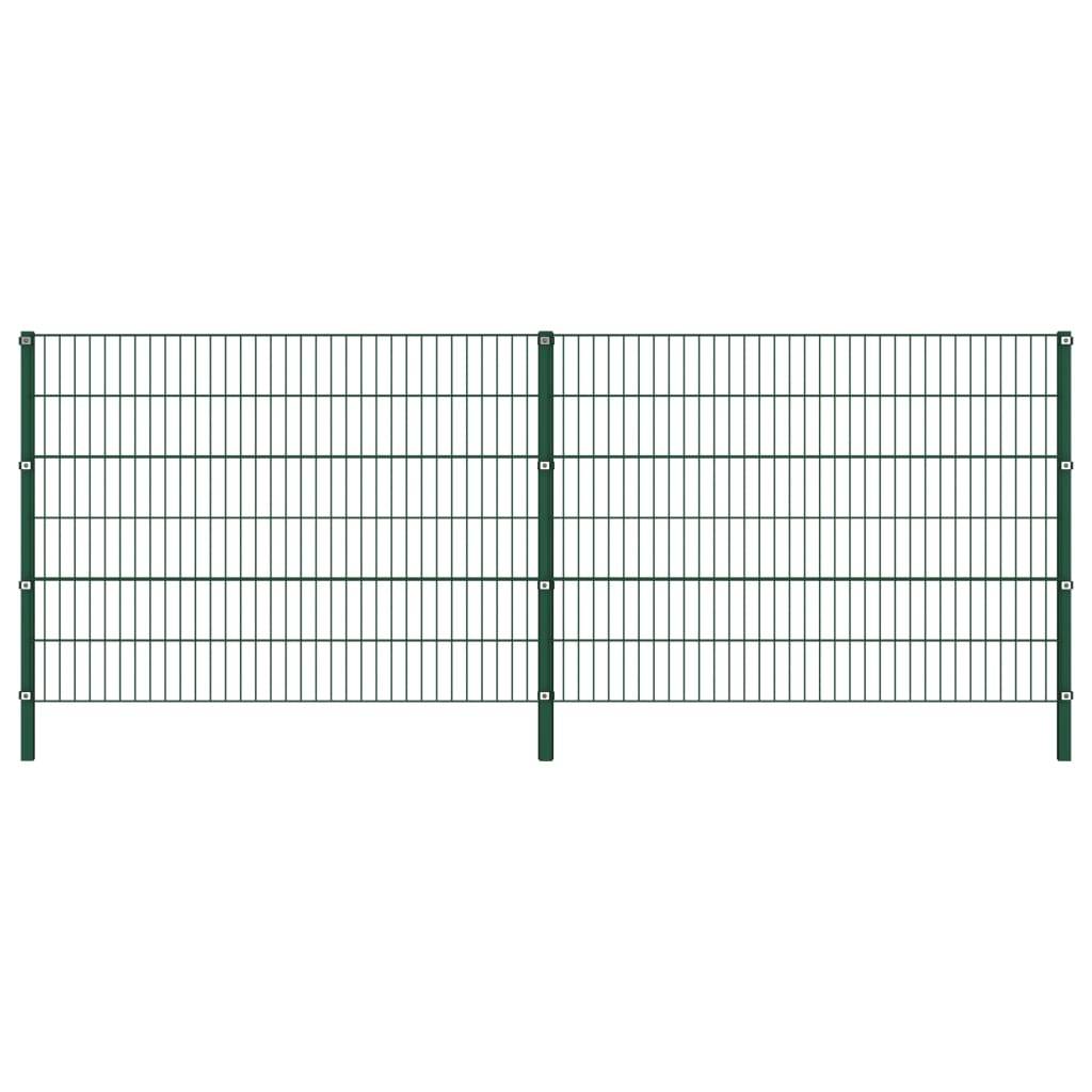 vidaXL Zaunfeld mit Pfosten Eisen 3,4 x 1,2 m Grün