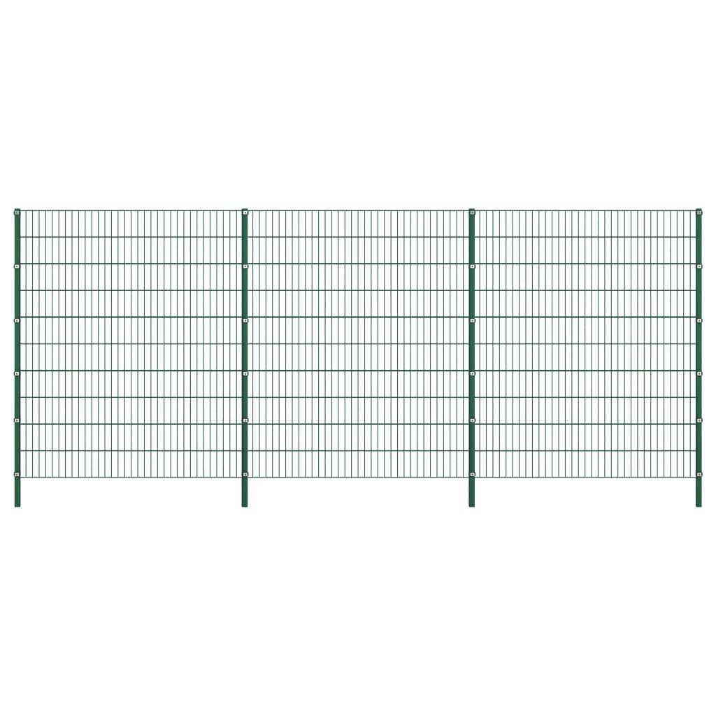 vidaXL Zaunfeld mit Pfosten Eisen 5,1 x 2 m Grün