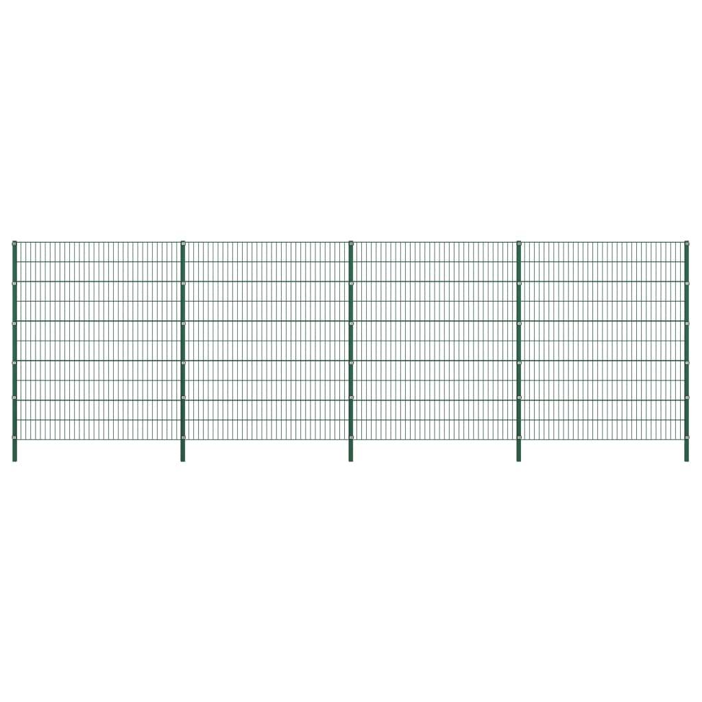 vidaXL Zaunfeld mit Pfosten Eisen 6,8 x 2 m Grün