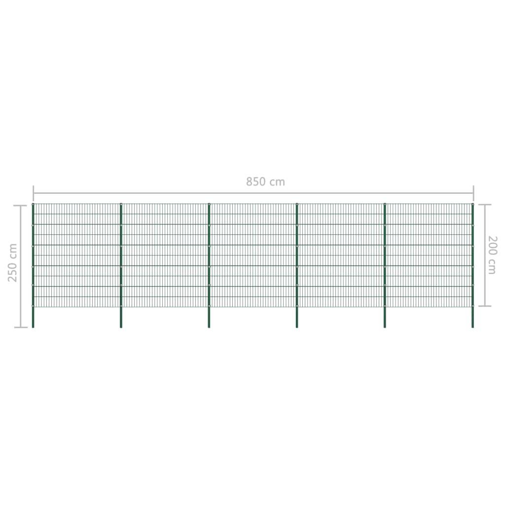 vidaXL Zaunfeld mit Pfosten Eisen 8,5 x 2 m Grün