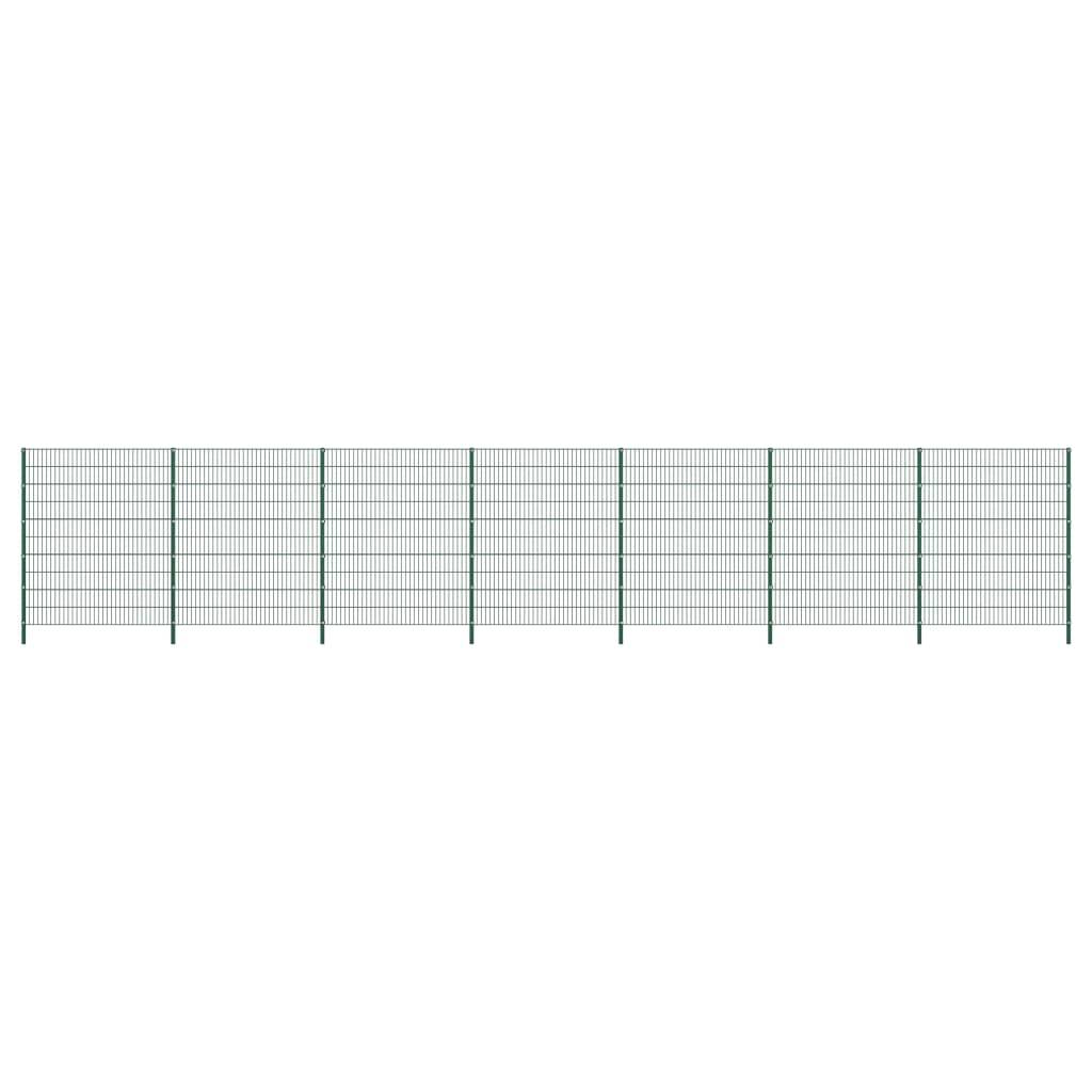 vidaXL Zaunfeld mit Pfosten Eisen 11,9 x 2 m Grün