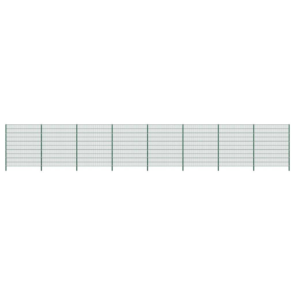 vidaXL Zaunfeld mit Pfosten Eisen 13,6 x 2 m Grün