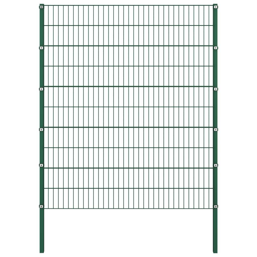 vidaXL Zaunfeld mit Pfosten Eisen 13,6 x 2 m Grün
