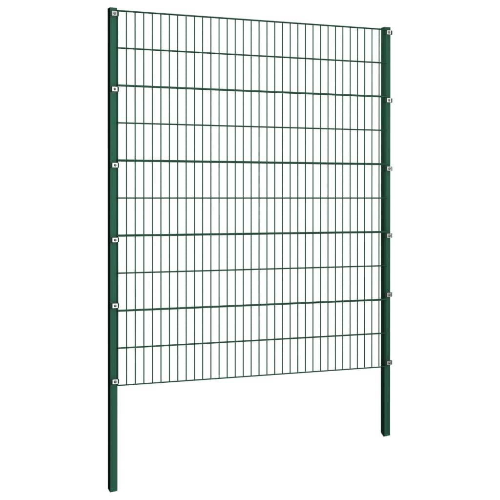 vidaXL Zaunfeld mit Pfosten Eisen 13,6 x 2 m Grün