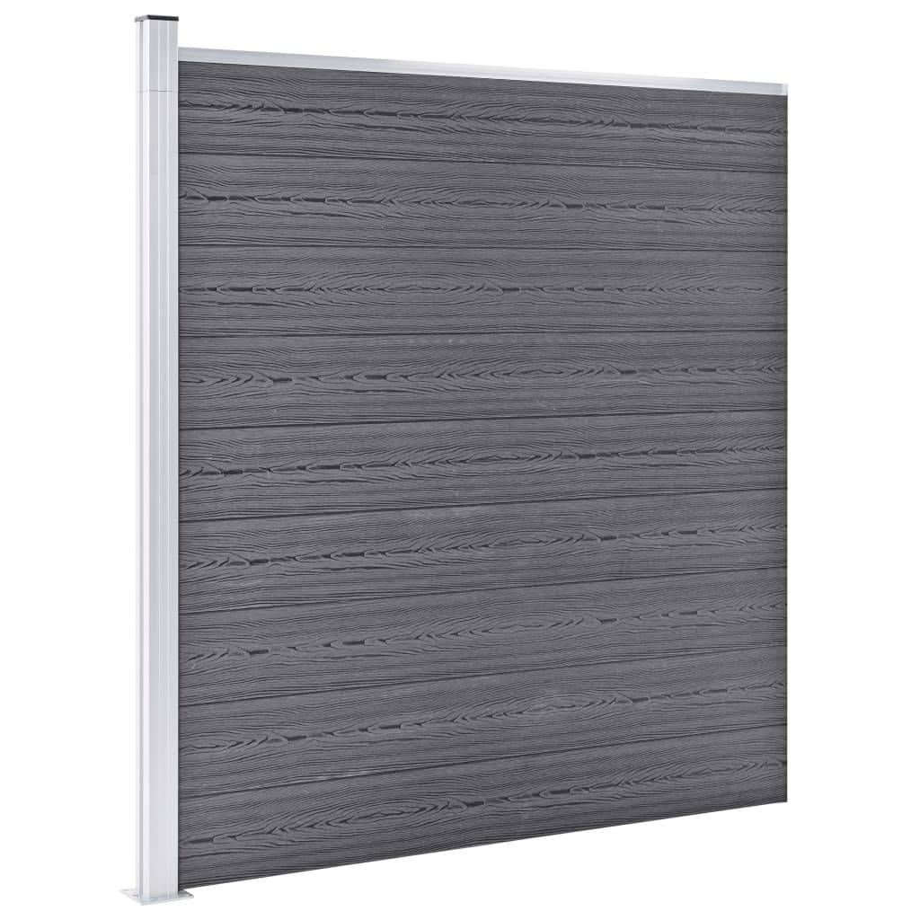 vidaXL WPC Zaun-Set 4 Quadrate + 1 Schräge 792x186 cm Grau