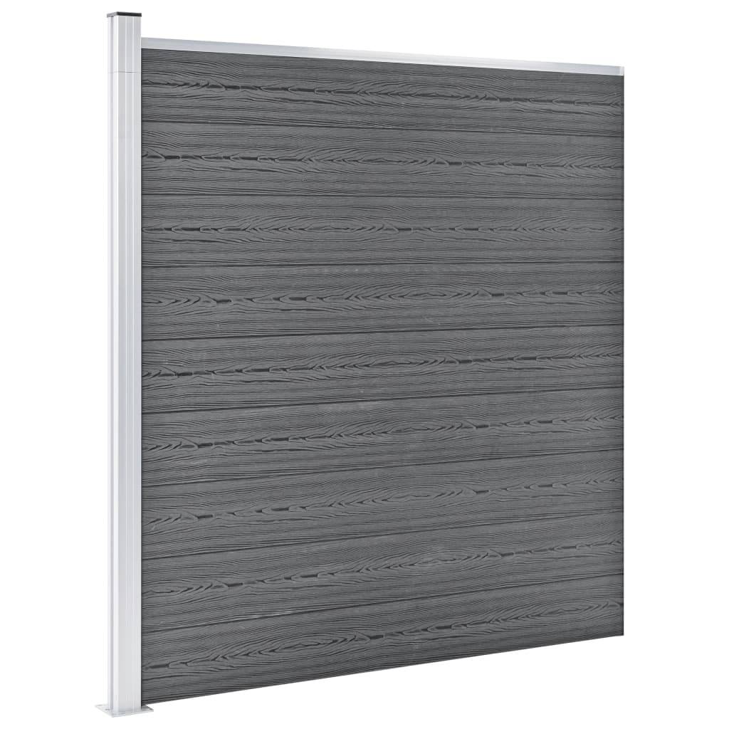 vidaXL WPC Zaun-Set 6 Quadrate + 1 Schräge 1138x186 cm Grau