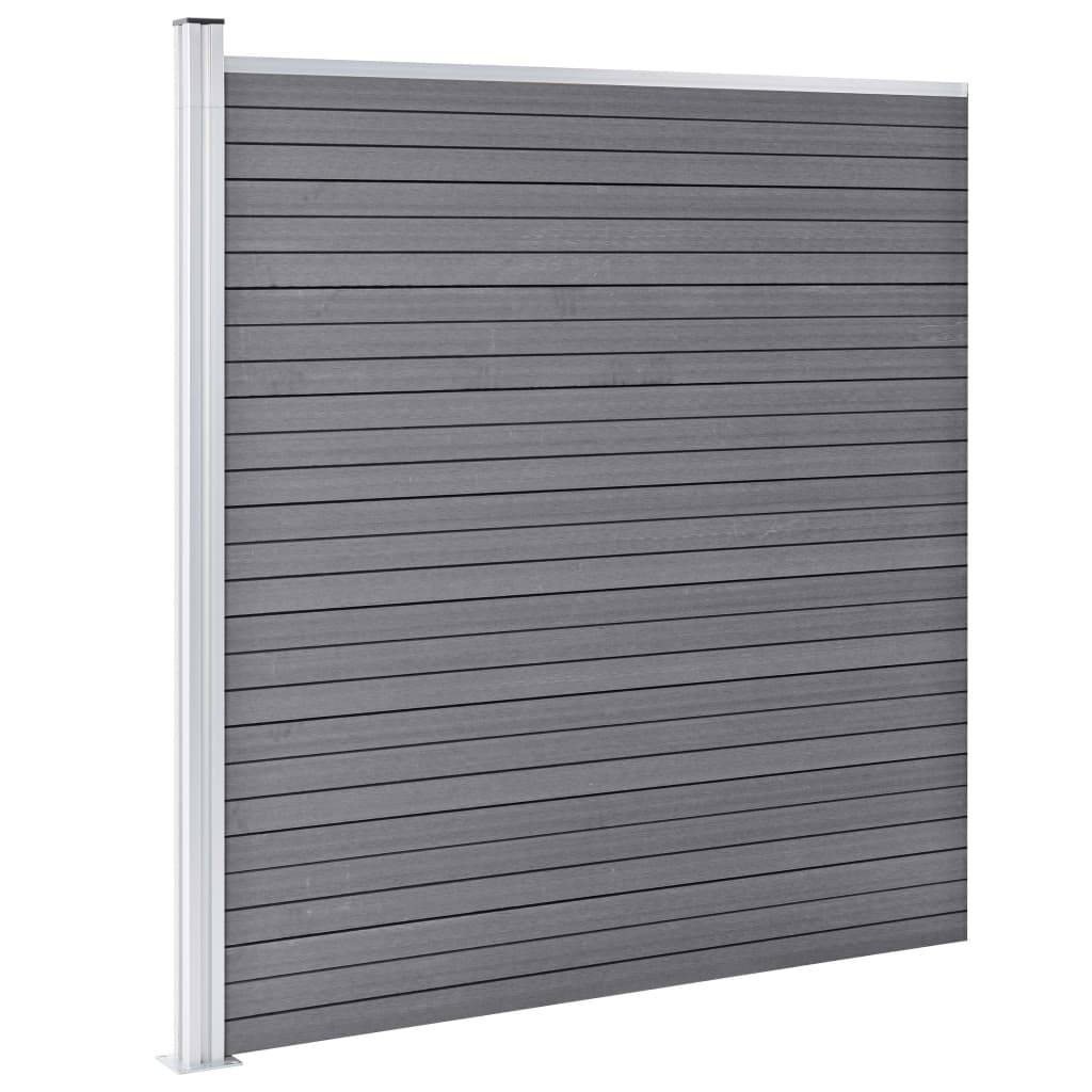vidaXL WPC Zaun-Set 10 Quadrate + 1 Schräge 1830x186 cm Grau