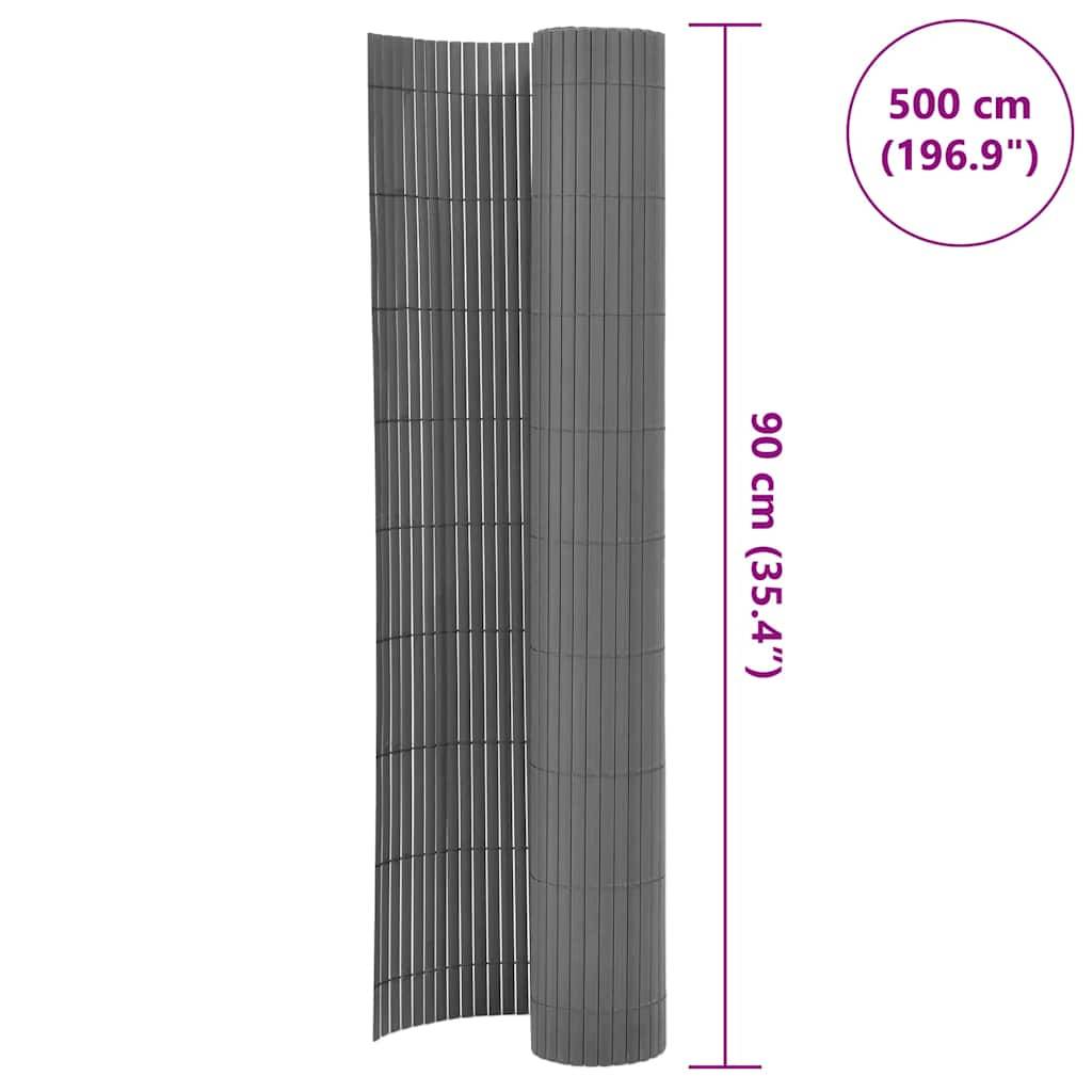vidaXL Gartenzaun Doppelseitig PVC 90 x 500 cm Grau