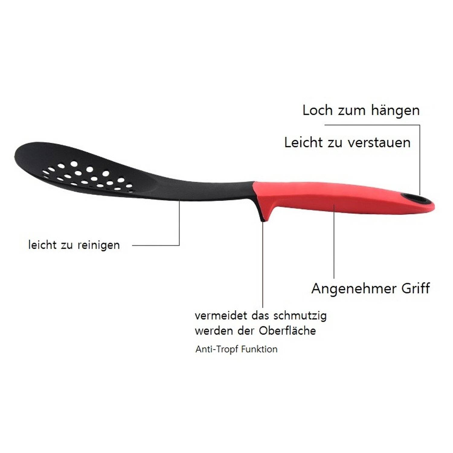 Küchenhelfer 7-teilig Spaghettiheber, Schöpfkelle, Pfannenwender, Servierlöffel Kochbesteck Drehbar Gastronomie Motiv 4