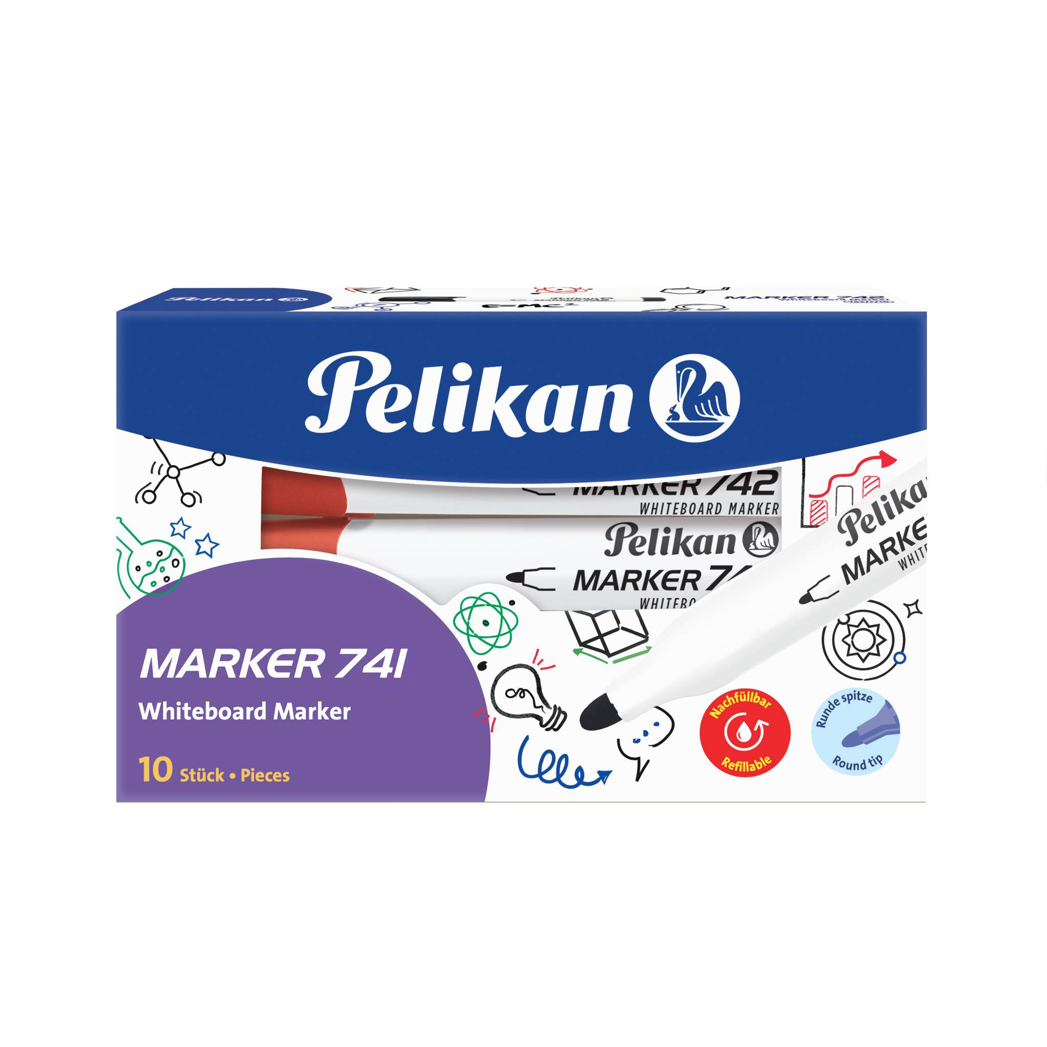 Pelikan 741, 10 Stück(e), Rot, Rot, Weiß, Rund